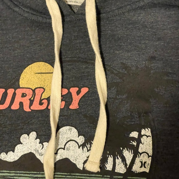 Hurley Hoodie Women Large Gray Lightweight Casual Drawstring Graphic Pockets - Picture 5 of 8